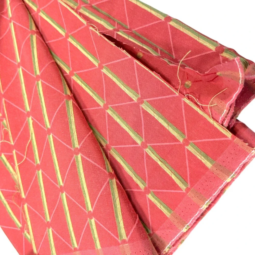 39x57 Red Fabric Geometric Trellis Woven Upholstery Remnant Grandmillennial